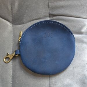 PLG Deep Water Blue Leather Coin Pouch with Gold Clasp